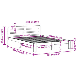 Letto senza Materasso Bianco 160x200 cm Legno Massello di Pino 855556