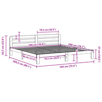 Letto senza Materasso Bianco 180x200 cm Legno Massello di Pino 855559