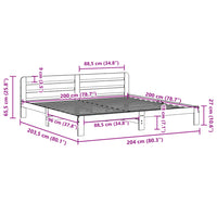 Letto senza Materasso Marrone Cera 200x200 cm in Legno di Pino 855563