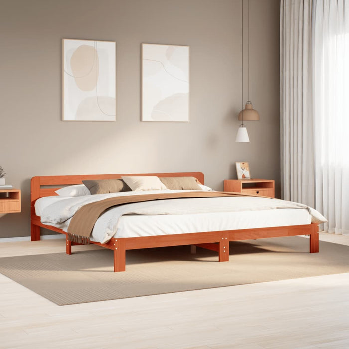 Letto senza Materasso Marrone Cera 200x200 cm in Legno di Pino 855563