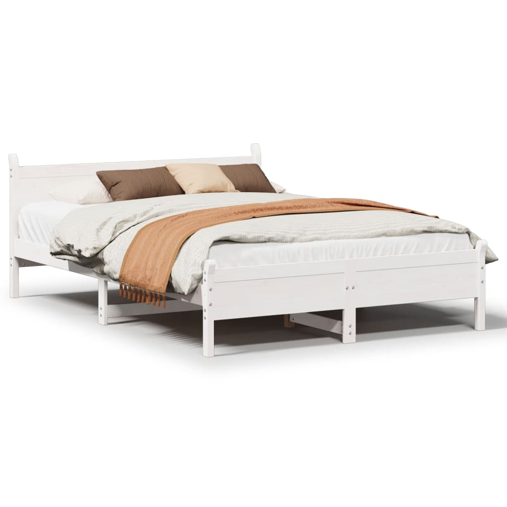 Letto senza Materasso Bianco 160x200 cm Legno Massello di Pino 855586