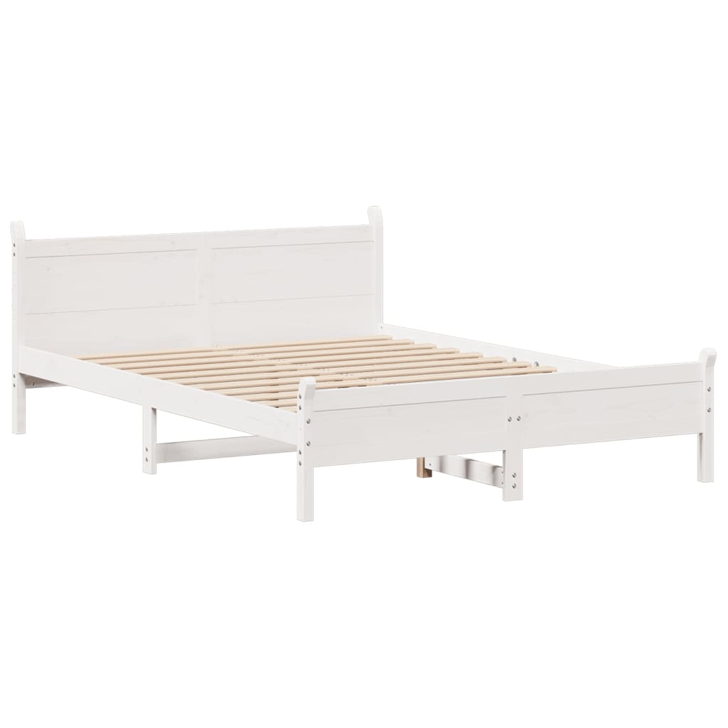 Letto senza Materasso Bianco 160x200 cm Legno Massello di Pino 855586