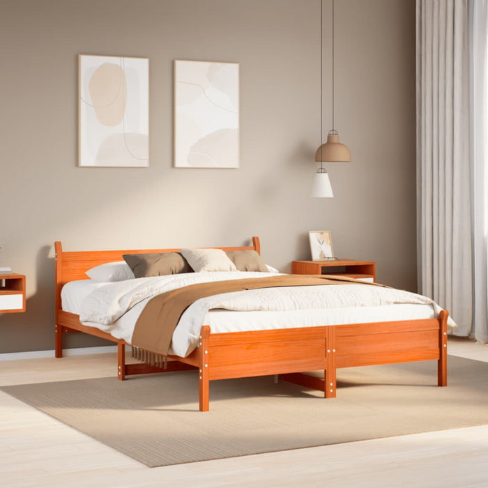 Letto senza Materasso Marrone Cera 160x200 cm in Legno di Pino 855587