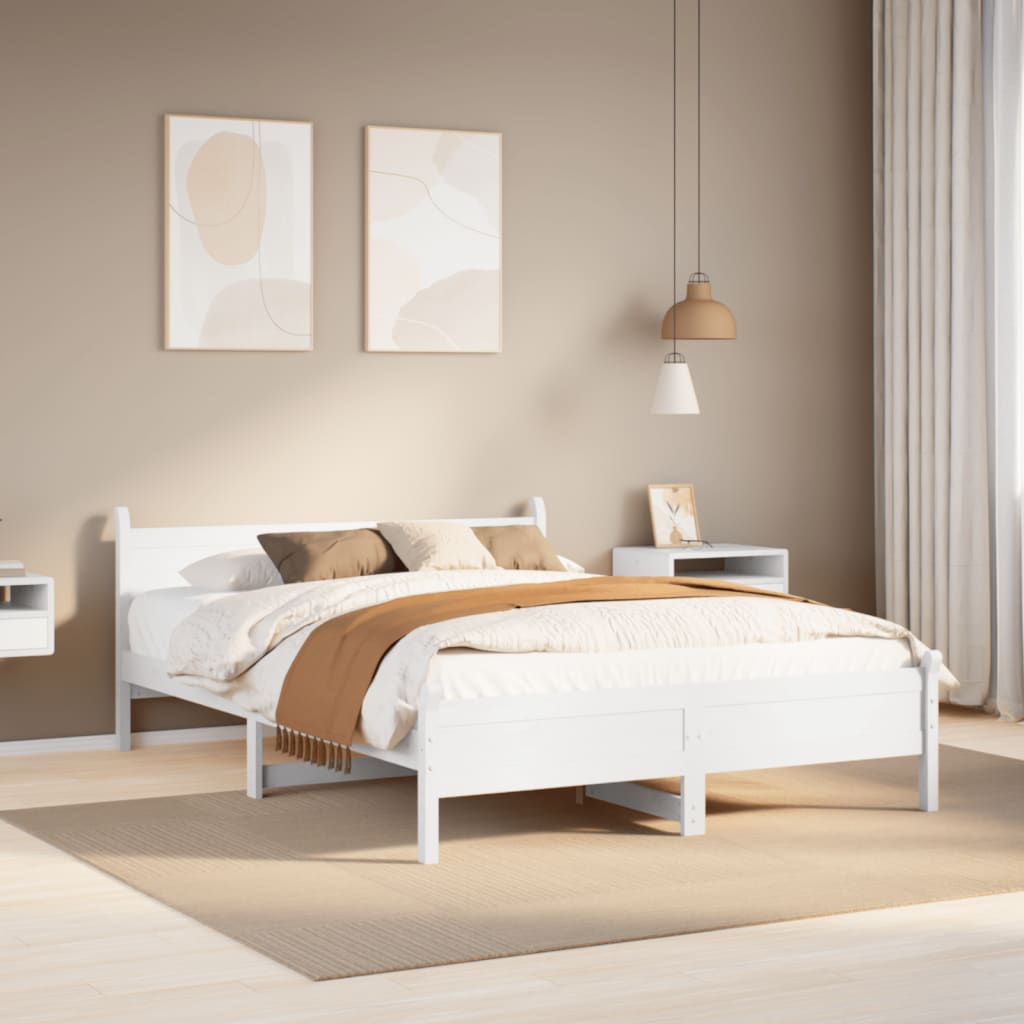 Letto senza Materasso Bianco 150x200 cm Legno Massello di Pino 855589