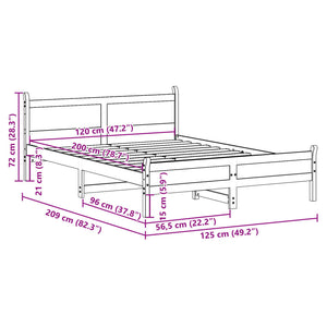 Letto senza Materasso Marrone Cera 120x200 cm in Legno di Pino 855596