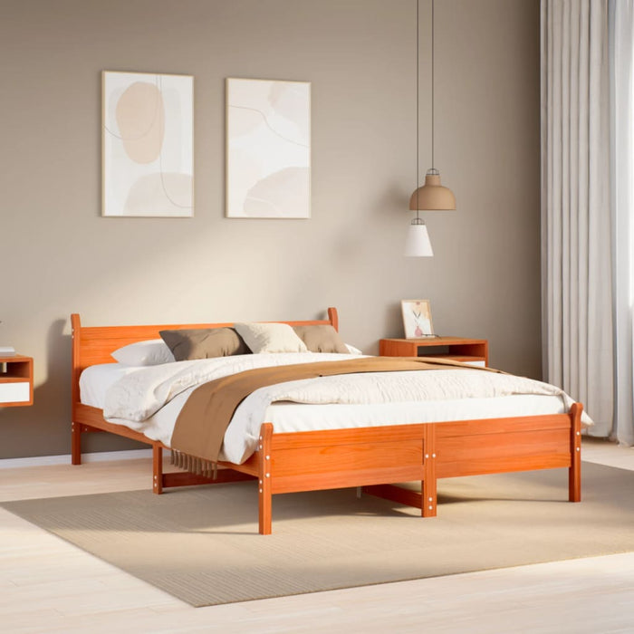 Letto senza Materasso Marrone Cera 120x200 cm in Legno di Pino 855596