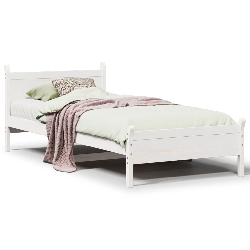 Letto senza Materasso Bianco 90x200 cm Legno Massello di Pino 855601