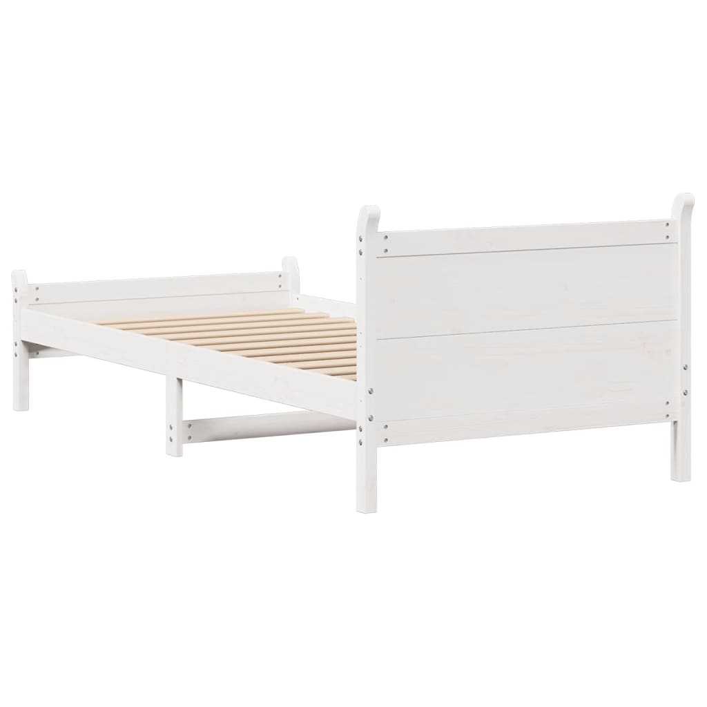 Letto senza Materasso Bianco 90x200 cm Legno Massello di Pino 855601