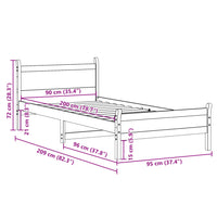 Letto senza Materasso Bianco 90x200 cm Legno Massello di Pino 855601