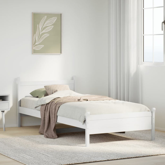 Letto senza Materasso Bianco 90x200 cm Legno Massello di Pino 855601