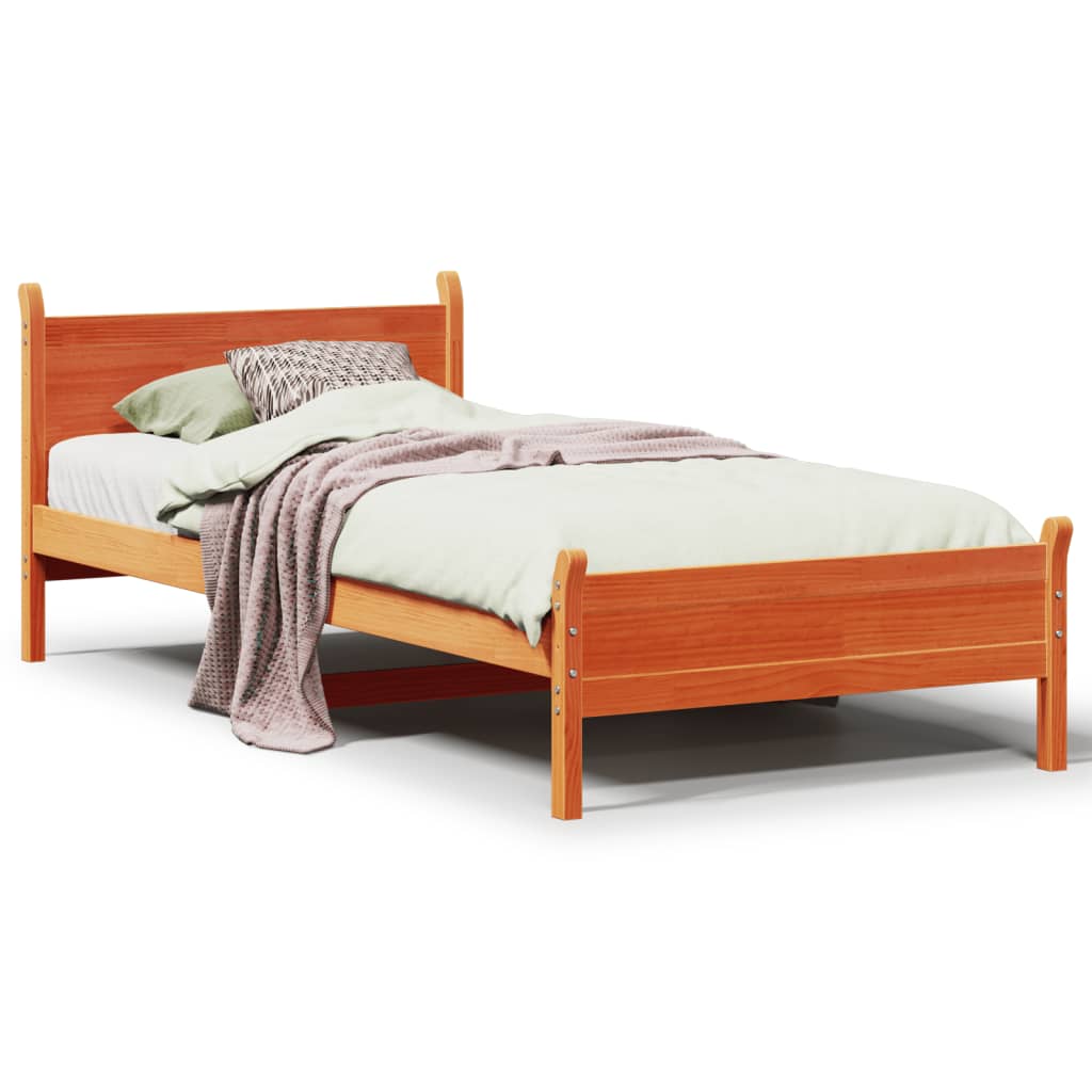 Letto senza Materasso Marrone Cera 90x200 cm Legno di Pino 855602