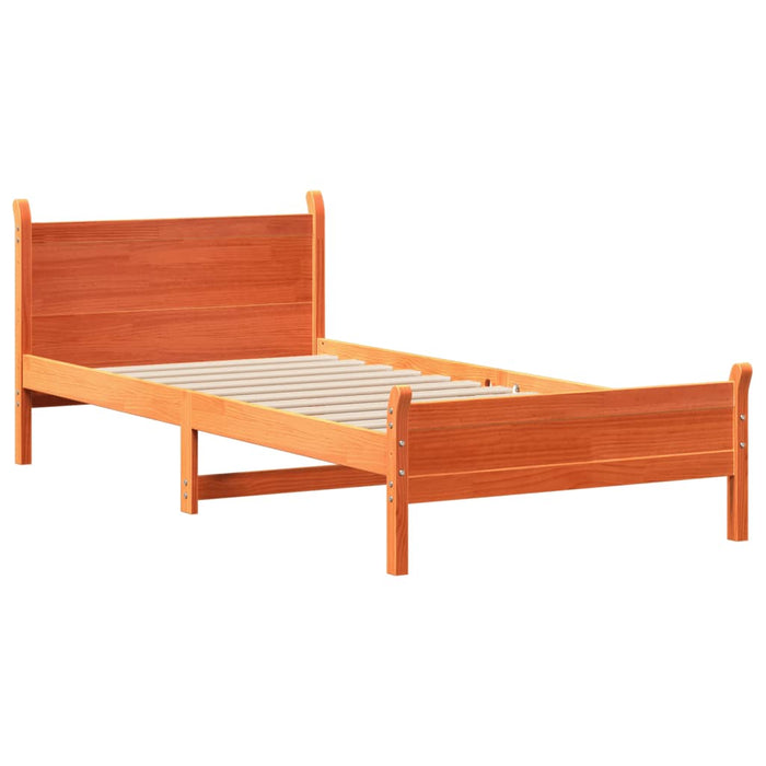 Letto senza Materasso Marrone Cera 90x200 cm Legno di Pino 855602