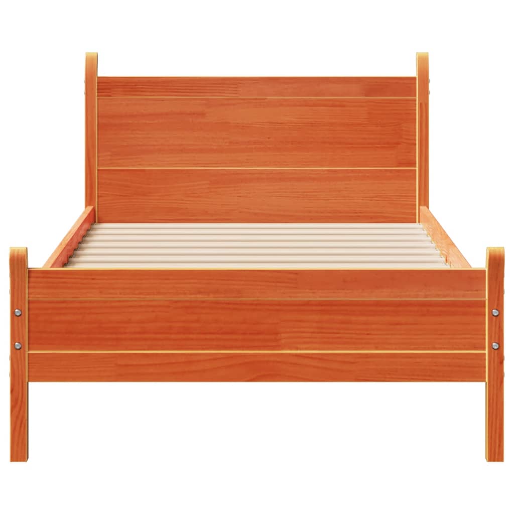 Letto senza Materasso Marrone Cera 90x200 cm Legno di Pino 855602