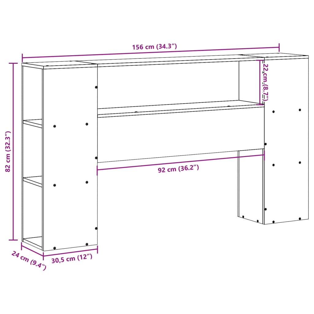 Testiera con Scomparti Marrone Cera 150 cm in Legno di Pino 855629