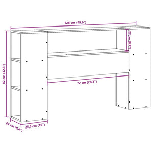 Testiera con Ripiani 120 cm in Legno Massello di Pino 855636