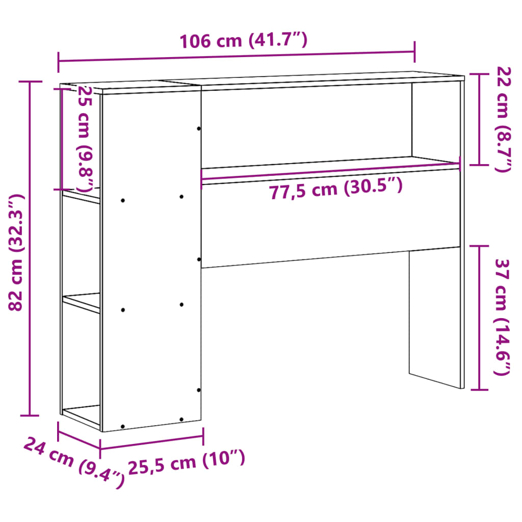 Testiera con Ripiani Marrone Cera 100 cm in Legno di Pino 855641