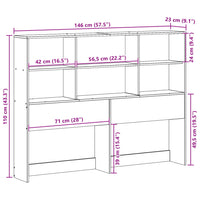 Testiera con Ripiani 140 cm in Legno Massello di Pino 855660