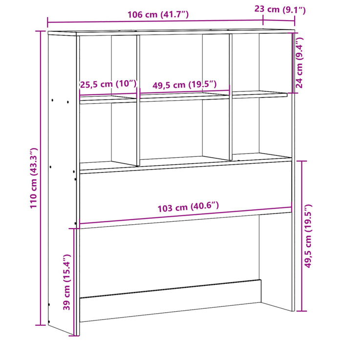 Testiera con Ripiani Marrone Cera 100 cm in Legno di Pino 855671