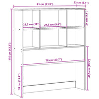 Testiera con Ripiani Marrone Cera 75 cm in Legno di Pino 855677