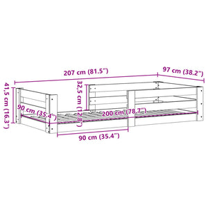 Letto senza Materasso Bianco 90x200 cm Legno Massello di Pino 855682