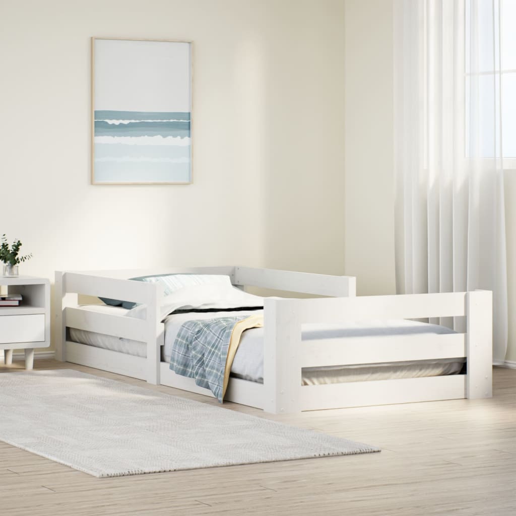 Letto senza Materasso Bianco 90x200 cm Legno Massello di Pino 855682