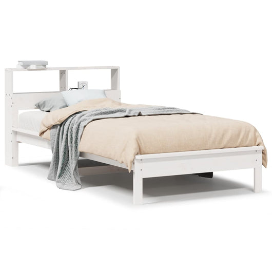 Letto Libreria senza Materasso Bianco 90x190 cm Massello Pino 855733