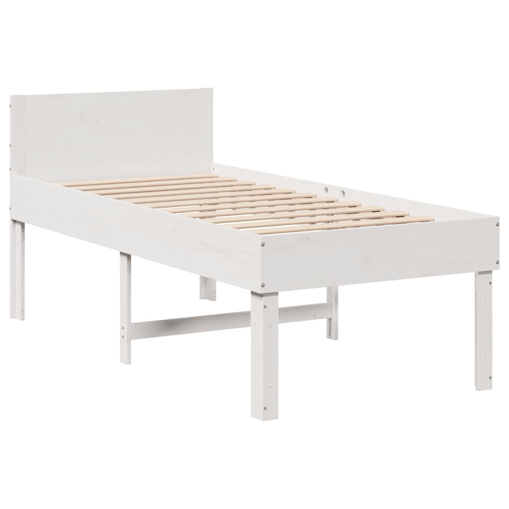 Letto senza Materasso Bianco 90x200 cm Legno Massello di Pino 855739