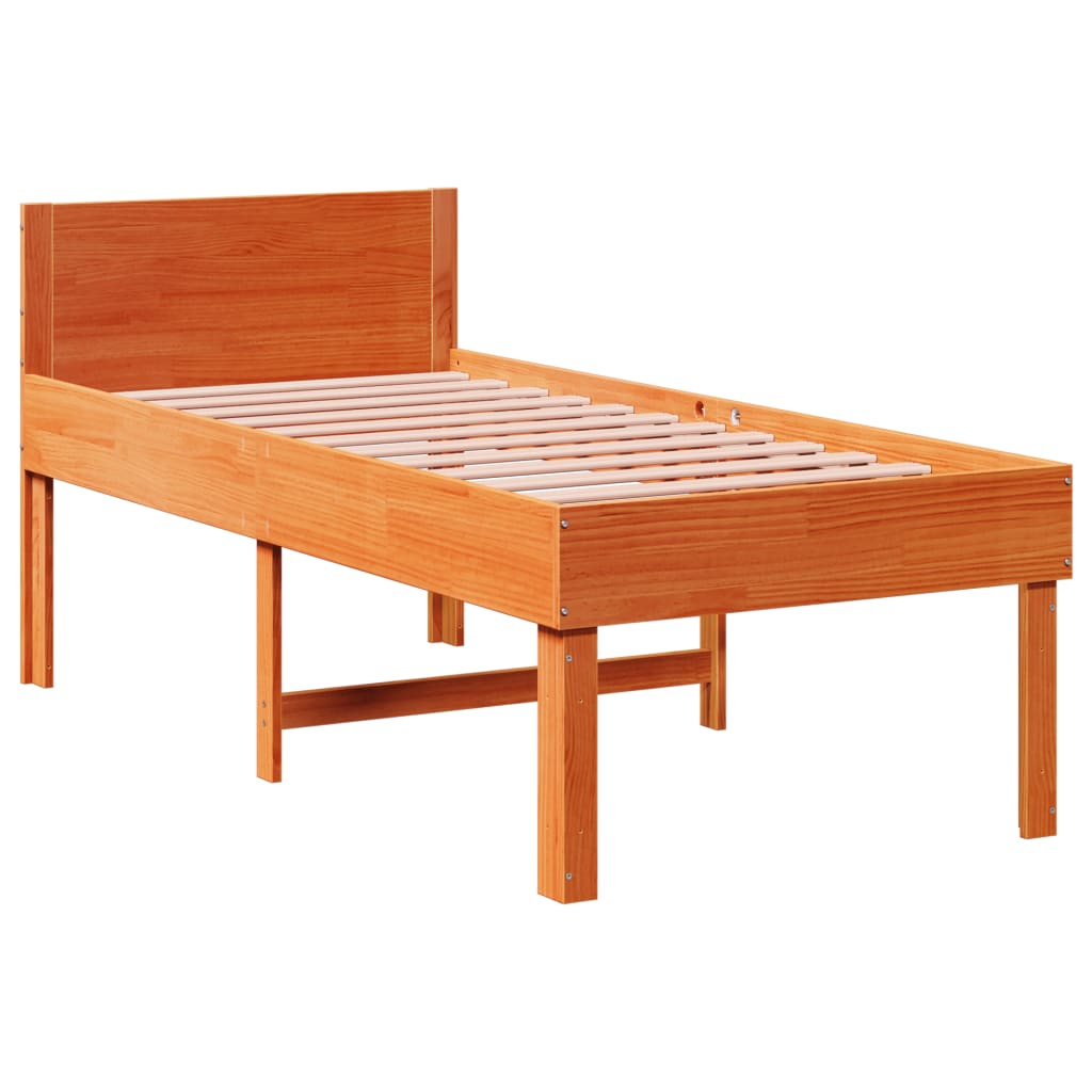 Letto senza Materasso Marrone Cera 75x190 cm in Legno di Pino 855746