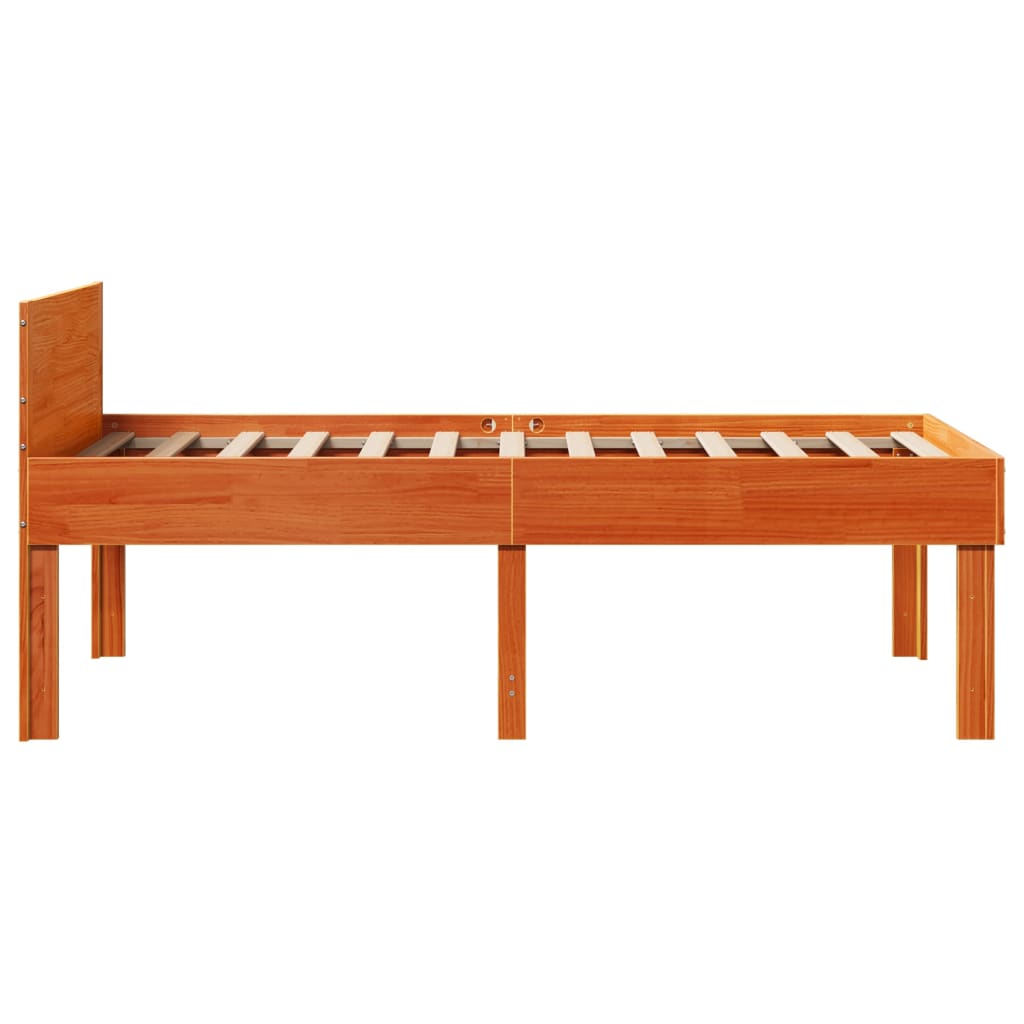 Letto senza Materasso Marrone Cera 75x190 cm in Legno di Pino 855746