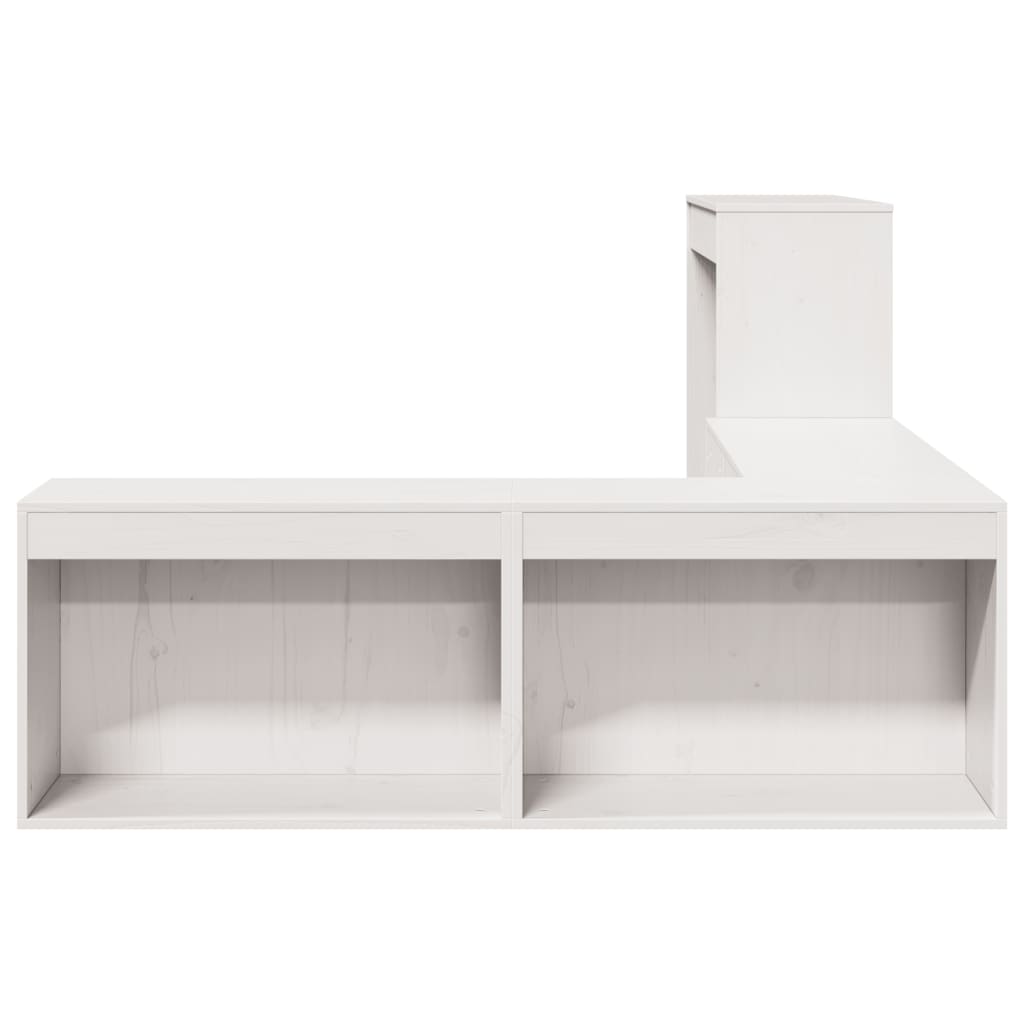 Comodino con Scrivania Bianco 232x122x75 cm in Legno di Pino 855751