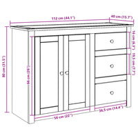 Credenza con Cassetti Panama 112x40x80cm Legno Massello di Pino 4016385