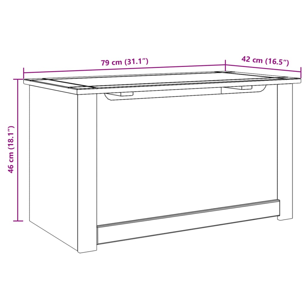 Cesta con Coperchio Panama 79x42x46 cm Legno Massello di Pino 4016387