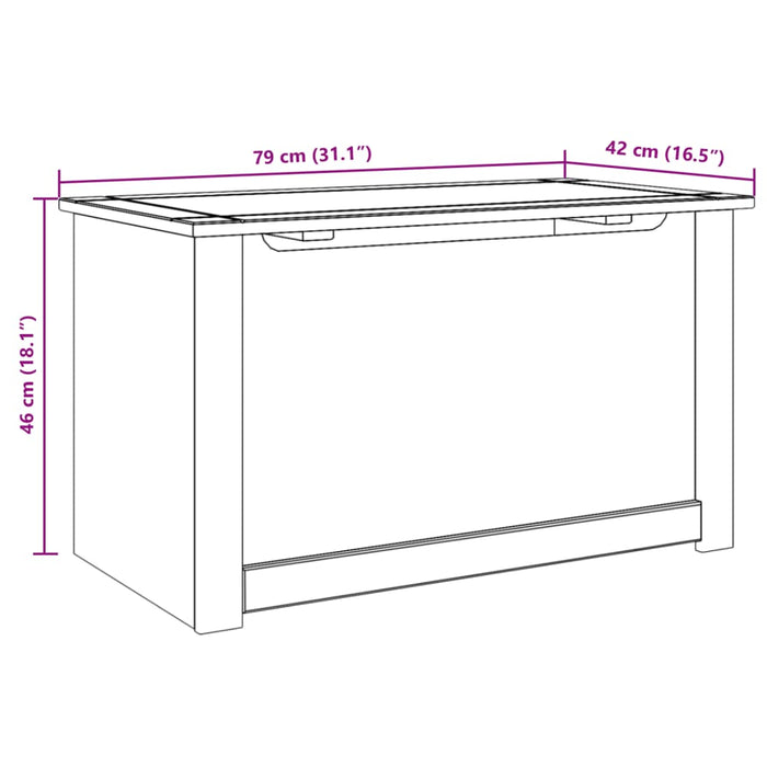 Cesta con Coperchio Panama 79x42x46 cm Legno Massello di Pino 4016387