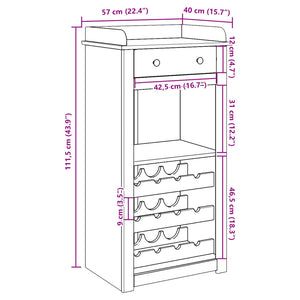 Cantinetta per Vini Panama 57x40x111,5cm Legno Massello di Pino 4016390