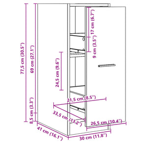 Armadietto da Farmacia Rovere 30x41x77,5 cm in Truciolato 855159