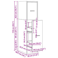 Armadietto da Farmacia Rovere Fumo 30x41x118 cm in Truciolato 855164