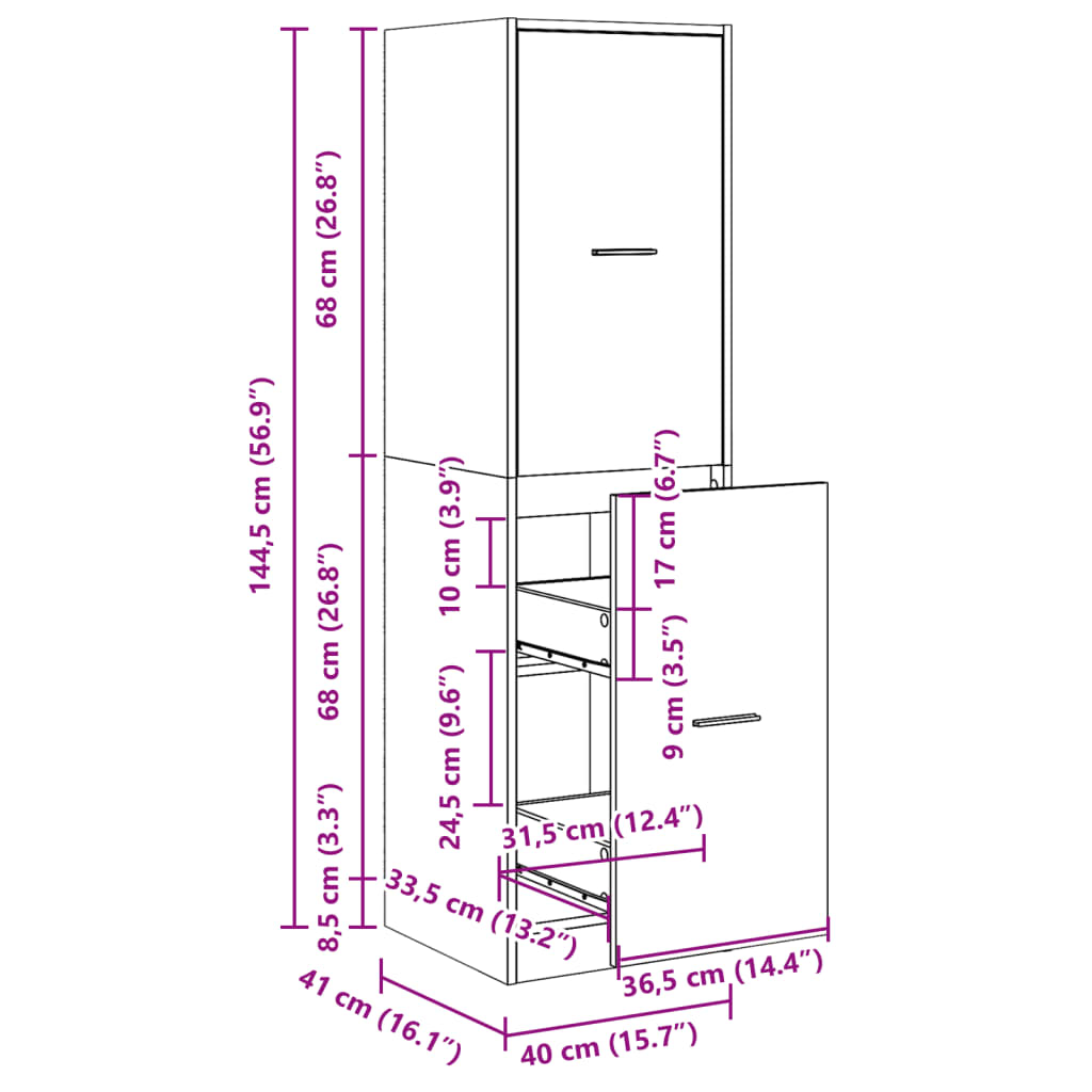 Armadietto da Farmacia Legno Vecchio 30x41x118 cm in Truciolato 855167