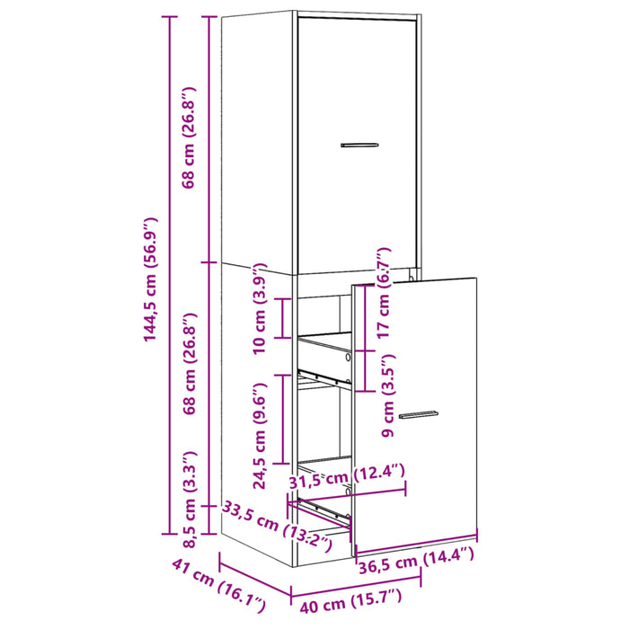 Armadietto da Farmacia Legno Vecchio 30x41x118 cm in Truciolato 855167