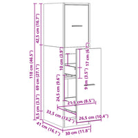 Armadietto da Farmacia Rovere 30x41x118 cm in Truciolato 855168