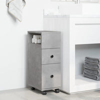 Mobile da Bagno Stretto con Ruote Grigio Cemento in Truciolato 855235