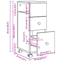 Mobile da Bagno Stretto con Ruote Grigio Cemento in Truciolato 855235