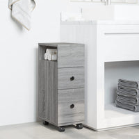 Mobile da Bagno Stretto con Ruote Grigio Sonoma in Truciolato 855237