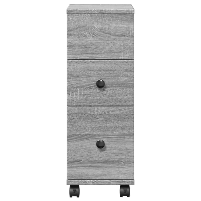 Mobile da Bagno Stretto con Ruote Grigio Sonoma in Truciolato 855237