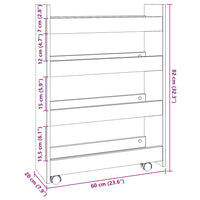 Carrello Portaoggetti Stretto a 4 Livelli in Truciolato 855259