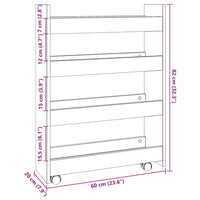 Carrello Stretto a 4 Livelli Grigio Cemento in Truciolato 855262