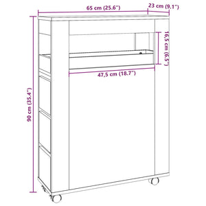 Mobile da Bagno Stretto con Ruote Bianco in Truciolato 855268