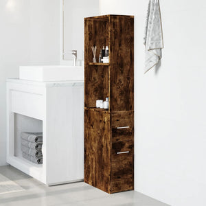 Armadietto da Bagno Stretto con Ruote Rovere Fumo in Truciolato 855299