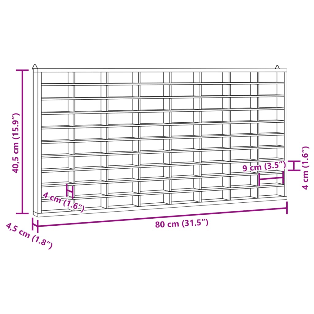 Mobili con Vetrina Parete con 80 Scomparti 80x4,5x40,5 cm 4017377