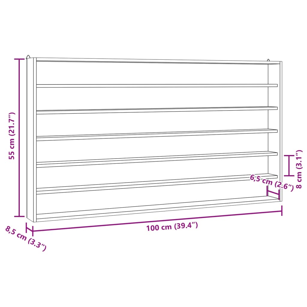 Mobili con Vetrina Parete con 6 Ripiani 100x8,5x55 cm 4017384