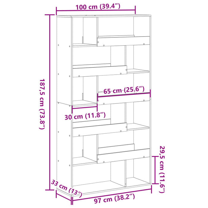 Libreria Grigio Sonoma 100x33x187,5 cm in Truciolato 3309353